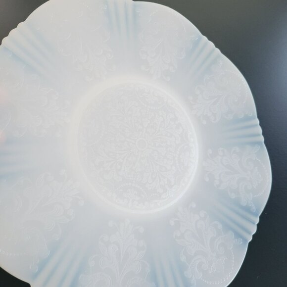 MacBeth-Evans White Opalescent Depression Glass Chop Plate c.1930-36, Embossed - Picture 7 of 10
